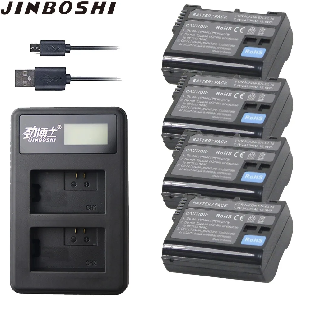 

4pcs EN-EL15 ENEL15 EN EL15 Li-ion Battery + LCD Charger For Nikon DSLR D600 D610 D800 D800E D810 D7000 D7100 D7200 V1