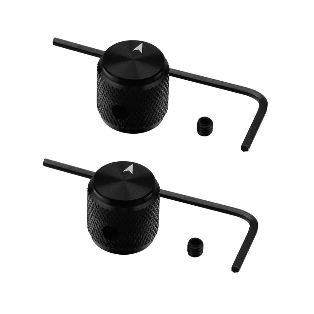 New 2pcs Aluminum Guitar Knobs Amp Amplifier Knobs Black with Set Screw