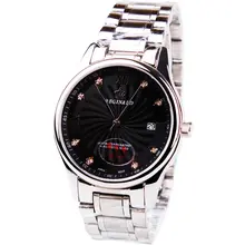 HK Реджинальд Бренд стразы двойной календарь полный Stinaless сталь мужской 30 м водонепроницаемый роскошный бизнес платье подарок часы 163737