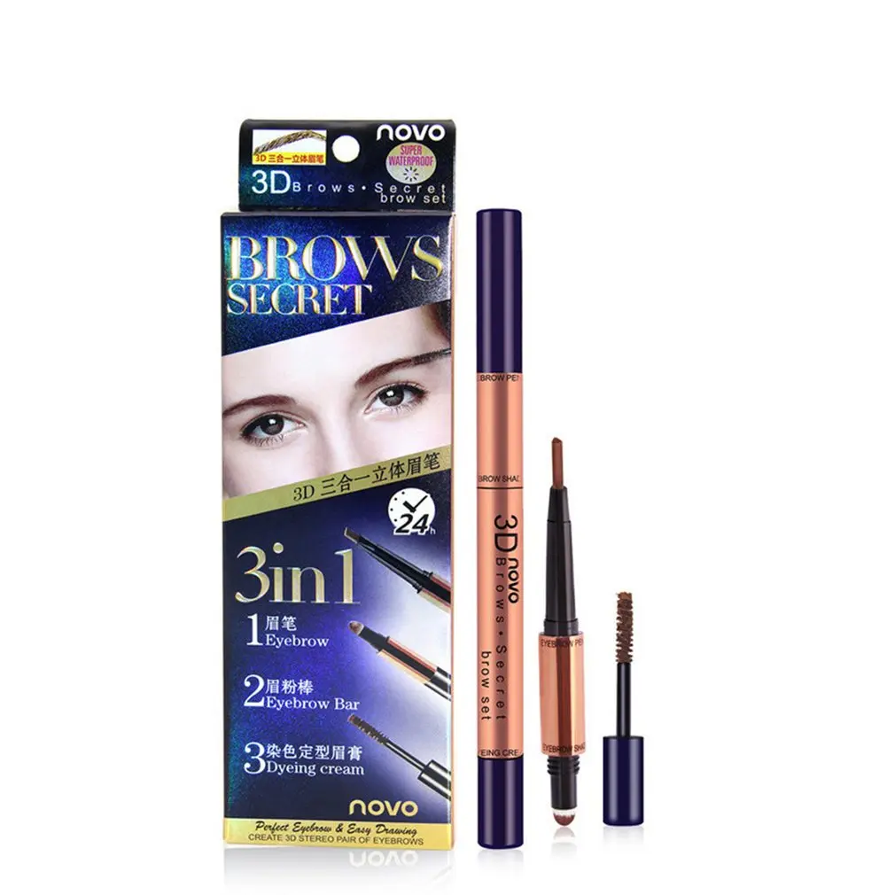 

Multi-function three-headed eyebrow makeup 3D stereo eyebrow pencil eyebrow dyeing eyebrow cream three-in-one waterproof