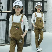 Детские длинные зимние комбинезоны цвета хаки для девочек-подростков; облегающие брюки для девочек; Осенняя повседневная одежда для От 4 до 13 лет