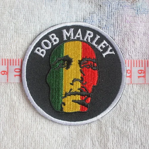 

Embroidery Patches Punk Rock Band Patches BOB MARLEY Iron on 7.5X7.5CM Z2