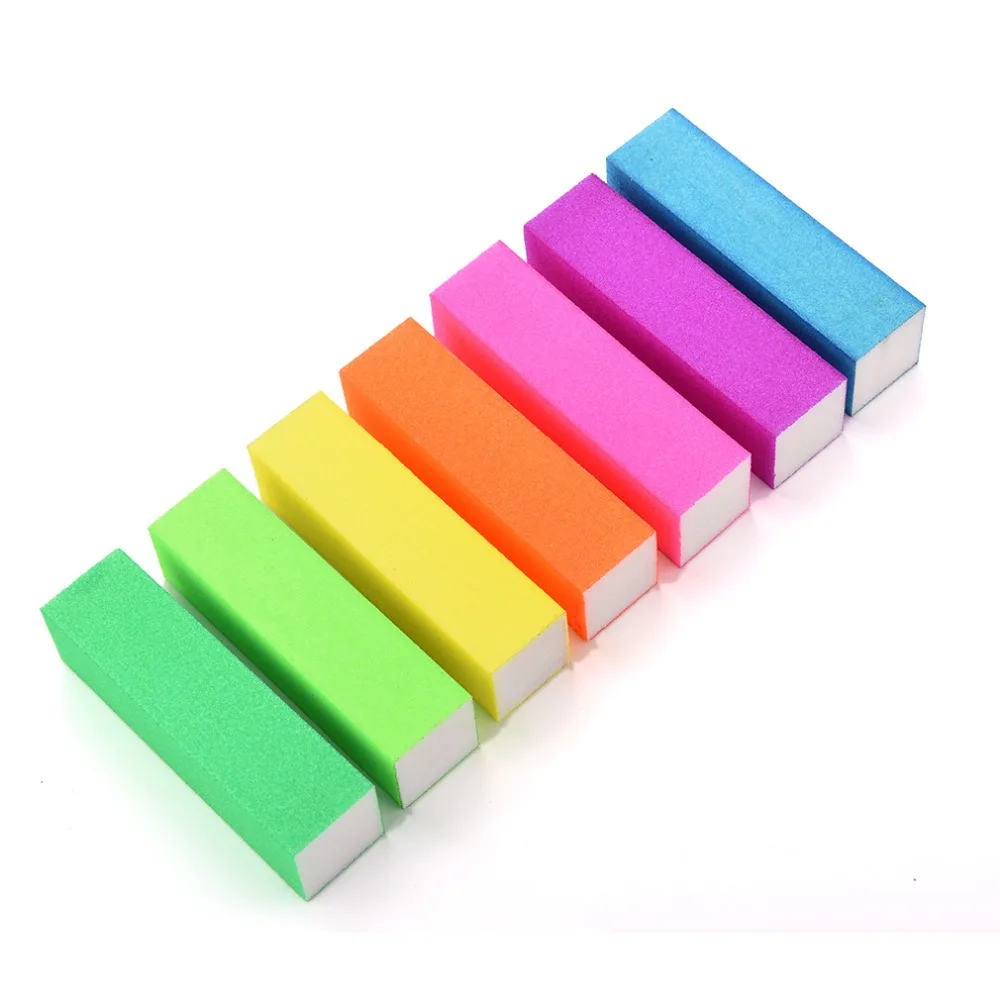 

2 Pcs Buffing Sanding Buffer Nail Files Fluorescent Color Block Manicure Nail Art Tips Women Nail Files