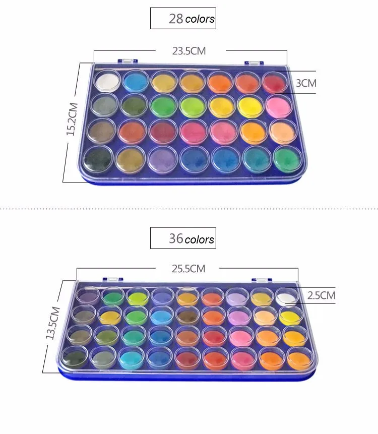 Твердый гуашь краски набор с акварель в порошке комплект, принадлежности для живописи в чехол для детей краски ing посуда 36 цветов краски ing материалы