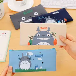 Мода мультфильм Тоторо холст Pencilcase канцелярские ручка Карандаш сумка косметичек женщина макияж Сумки хранения монет Кошельки подарок