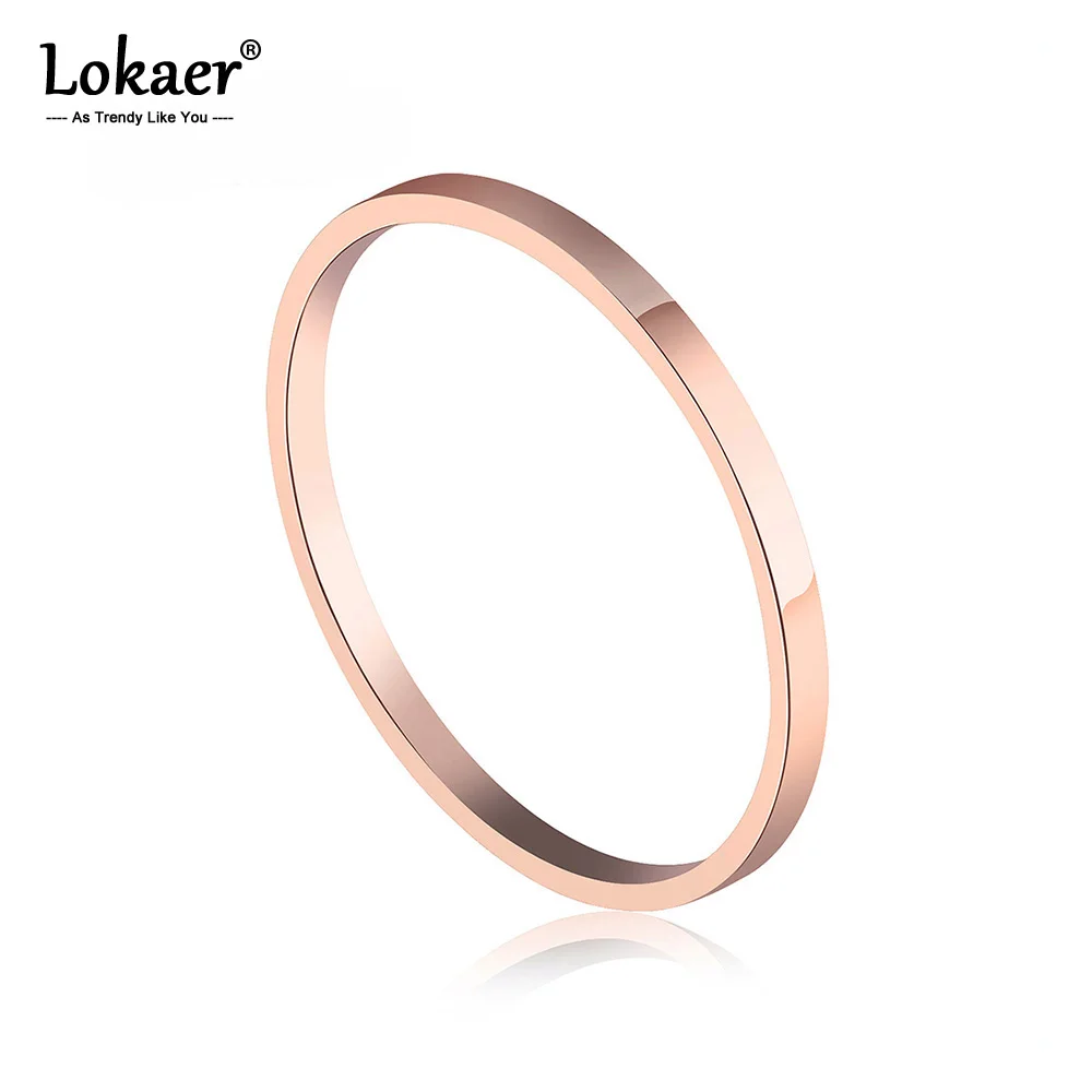 

Lokaer Simple Design Finger Rings For Women Girls Minimalist Rose Gold Color Mixed Size 1.5mm Width Ring Jewelry Gift OGJ515