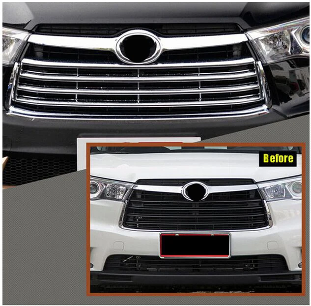 Hot FIT FOR TOYOTA HIGHLANDER KLUGER 14 15 CHROME FRONT MESH GRILL
