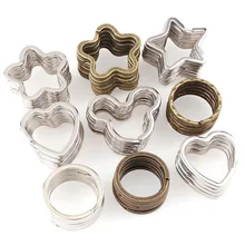 10 шт./лот, 6 видов стилей, 2 цвета, Железный цветок сливы, любовь и круглая форма, разделенное кольцо, железное кольцо для ключей, для изготовления брелков, сделай сам, ювелирные аксессуары