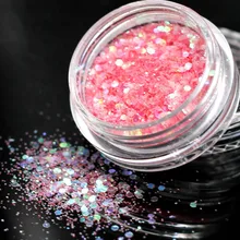 1 коробка, 7 цветов, темно-розовый цвет, блестки, акриловая пудра, кристаллический полимер, для дизайна ногтей, накладные бусины для ногтей, дизайн ногтей