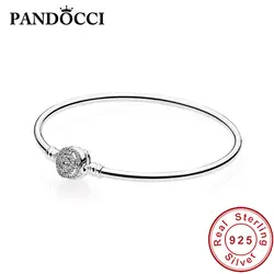 PANDOCCI 100% Серебро 925 пробы 1:1 оригинальный BRACCIALE RIGIDO в аргенто LA BELLA E LA BESTIA 590748CZ Современный Изысканный Lucky