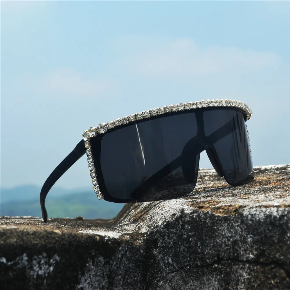 Негабаритный женский алмазный вечерние женские солнцезащитные очки роскошные сексуальные алмазные солнцезащитные очки UV400 ретро дизайнерский бренд черный оттенок NX