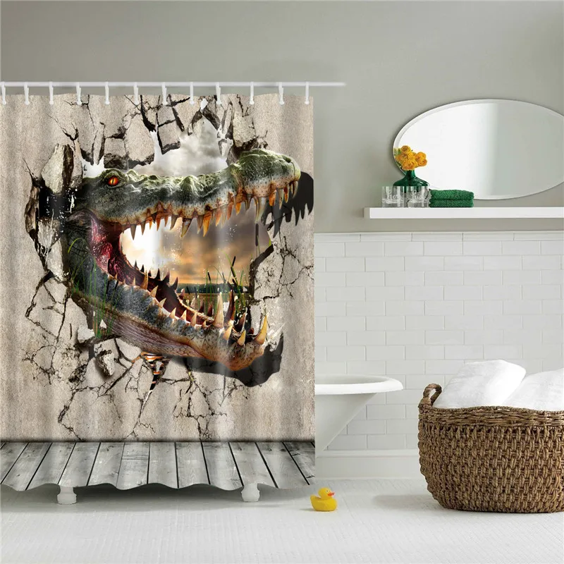 Полиэфирная ткань, занавеска для ванной с изображением животных, занавеска для украшения дома, занавеска для ванной, s динозавр, лягушка, жираф, черепаха - Цвет: TZ170320