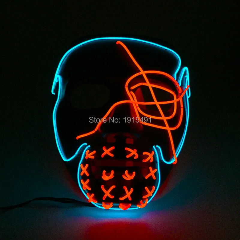 

Vendetta EL Wire Mask Flash Cosplay Led Costume Anonymous Mask for Dance Carnival Party Mask Glow In Dark Party Holiday Lights
