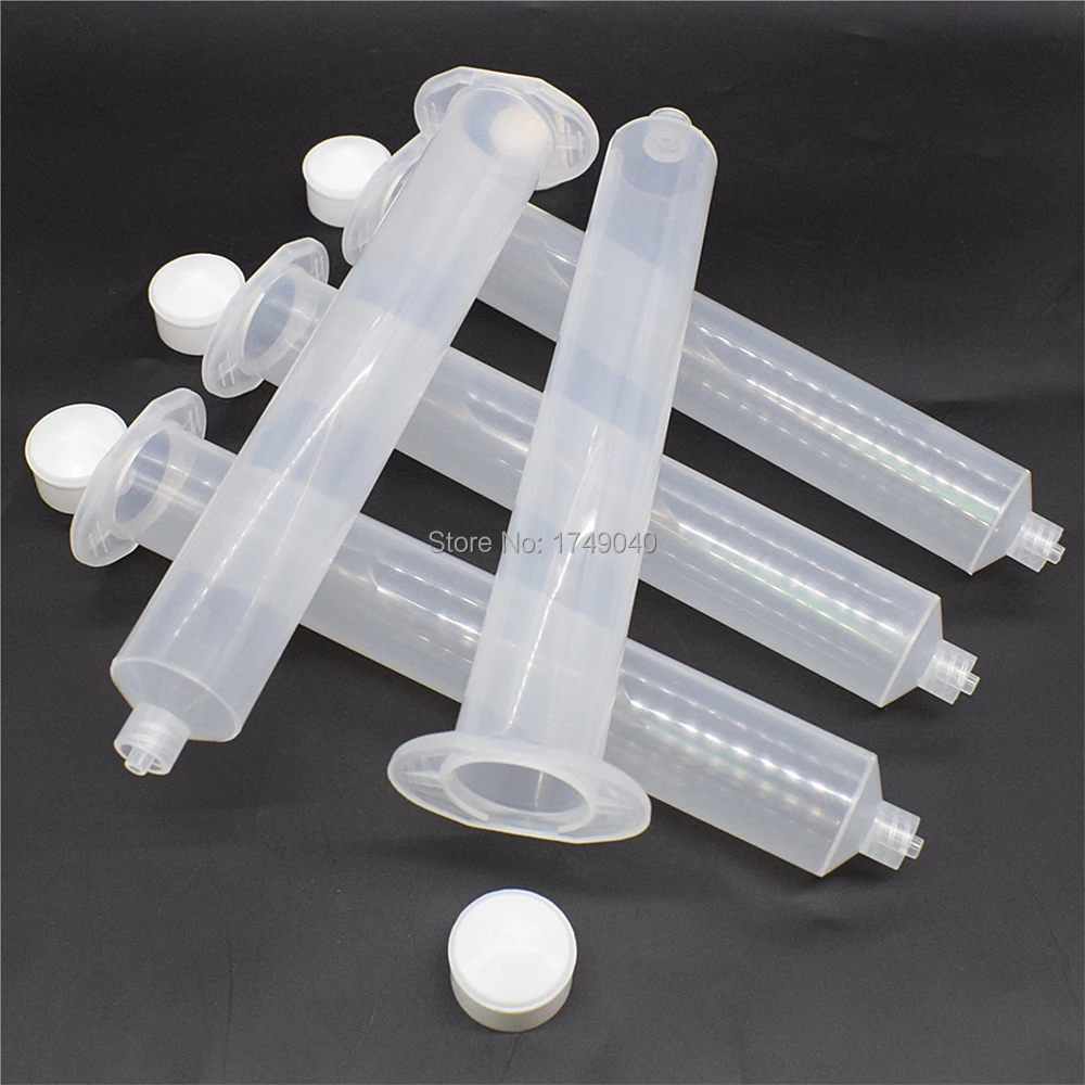 

5pc Dispensing Syringe Barrel Set 55cc Glue Adhesive Dispenser Industrial Syringes Tube with Stopper for Manual 55ml UV Glue Gun