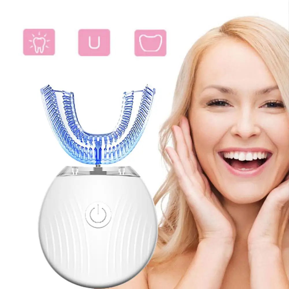 

Automatic Sonic Electric Toothbrush 360 Degrees Intelligent U Type Tooth Brush USB Charging Tooth Teeth Whitening Blue Light