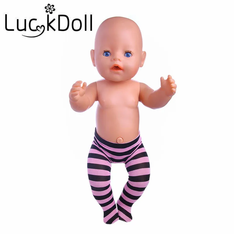 Новое поступление; Разноцветные колготки в полоску для детей 18 дюймов с изображением американской куклы; лучший подарок для детей - Цвет: N1261
