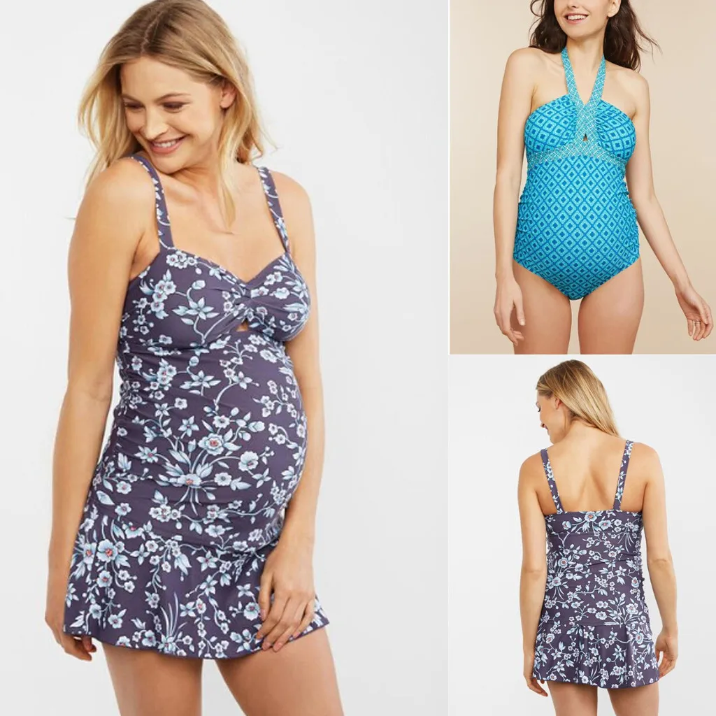 

Maternity Tankinis Women Floral Print Bikinis Swimsuit Beachwear Pregnant Suit MM621