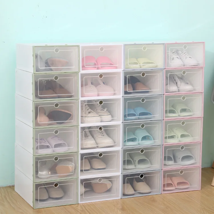 

Shoe Racks 1pc Plastic Storage Bins Drawers Transparent Plastic Shoe Box Flip Cover Storage Box Single Modular Drawers Combina