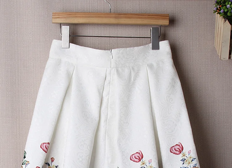 Fanco женский жаккардовый цветочный принт Плиссированное бальное платье миди с широким и коротким подолом винтажная юбка Флористический с высокой талией Saias