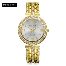2017 New Brand Deer Shell Gold Watch Women Fashion Luxury Watch Diamond Quartz Ladies WristWatches Women Dress Watches DS004