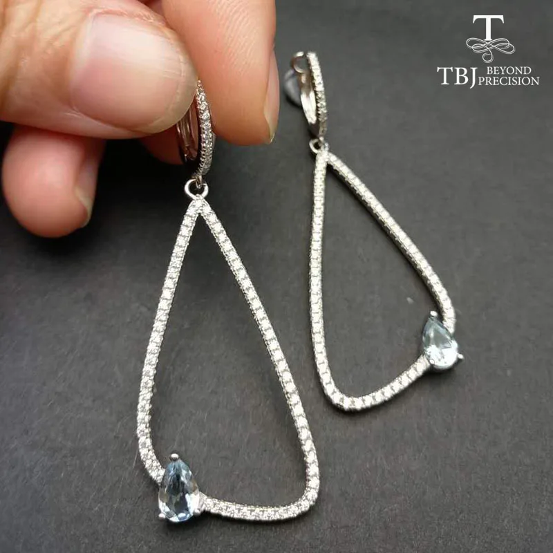 Женские серьги из серебра 925 пробы TBJ простые и элегантные с 100% натуральными