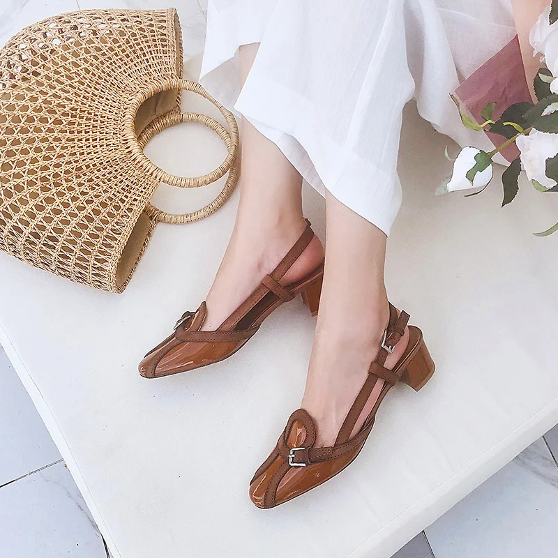 Femme Partie Ribetrini Sangle Mode Boucle Pour Décontracté En Luxe Med Talons Chaussures Vache Nouvelle Apricot Sandales D'été dark De Cuir Brown Ol pqpBgZnwT