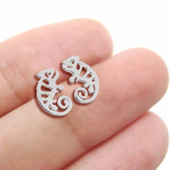

Jisensp Fashion Jewelry Chameleon Iguana Shaped Cute Earrings Animal Stud Earrings for Women Party Gift Geometric Earrings