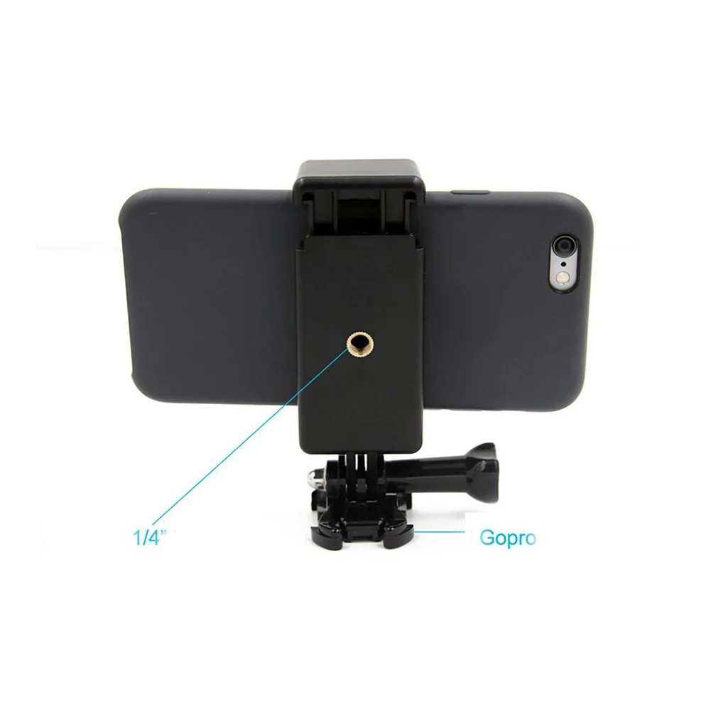 Аксессуары для камеры, черный регулируемый штатив с зажимом, адаптер для штатива, универсальный держатель для телефона, кронштейн с винтовым отверстием 1/4 для GoPro