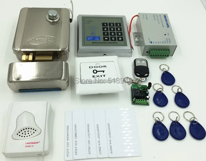 

Remote Control 125KHz RFID Keypad Access Control System Security Kit + Electric Door Lock +Door Bell
