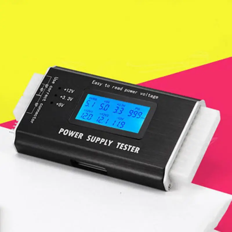 

Check Quick Digital LCD Power Bank Supply Tester Computer 20/24 Pin Power Supply Tester Support 4/8/24/ATX 20 Pin Interface HOT
