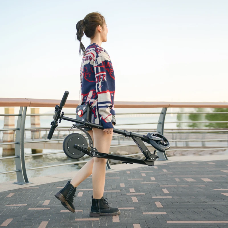 Perfect Brand New 8" Portable Mini Folding Electric Scooter 2 Wheels Power Assisted Aluminum alloy E-scooter For Child Adults Patinete 3