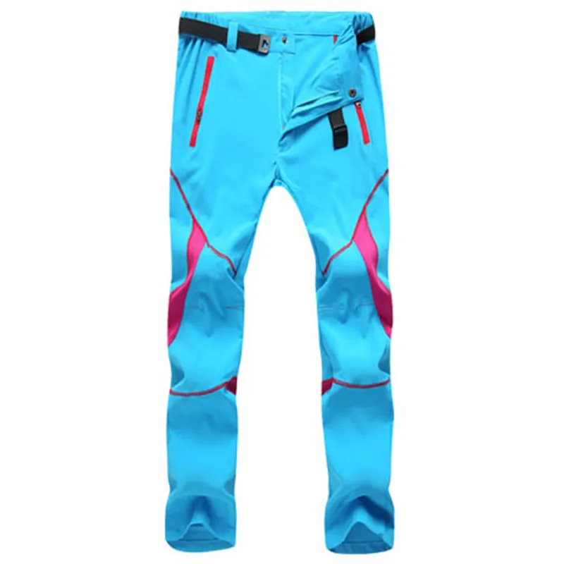 Спортивная одежда для мужчин и женщин, походные брюки, летние быстросохнущие дышащие брюки, водонепроницаемые уличные треккинговые мужские женские эластичные брюки - Цвет: skyblue