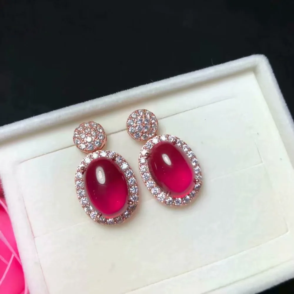 

925 sterling silver inlaid red corundum spinel fashion fashion style pack mail