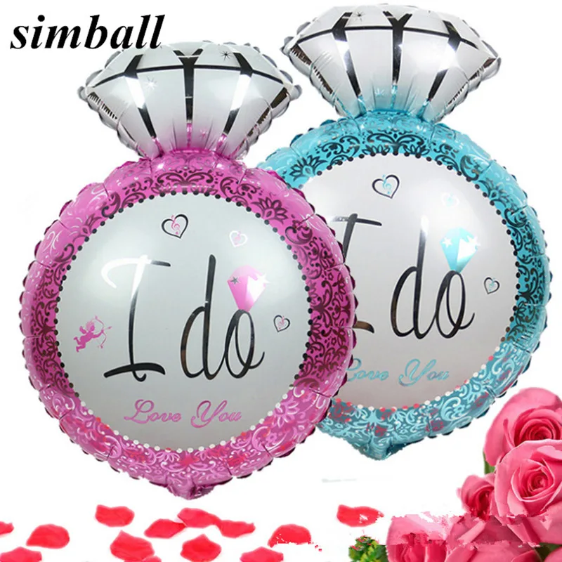 1pcs 18inch Lover Wedding Marriage Balloon Diamond Balloons Bride Ring Engagement Foil Valentine Ballon Party wedding decoration | Дом и сад