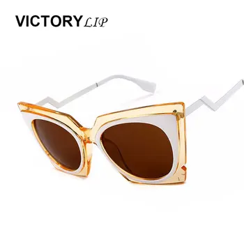 

VictoryLip Oversized Cool women Cat Eye Sunglasses Mirror Lady Fashion Brand Designer Sun Glasses Lady UV400 Female Shop Online