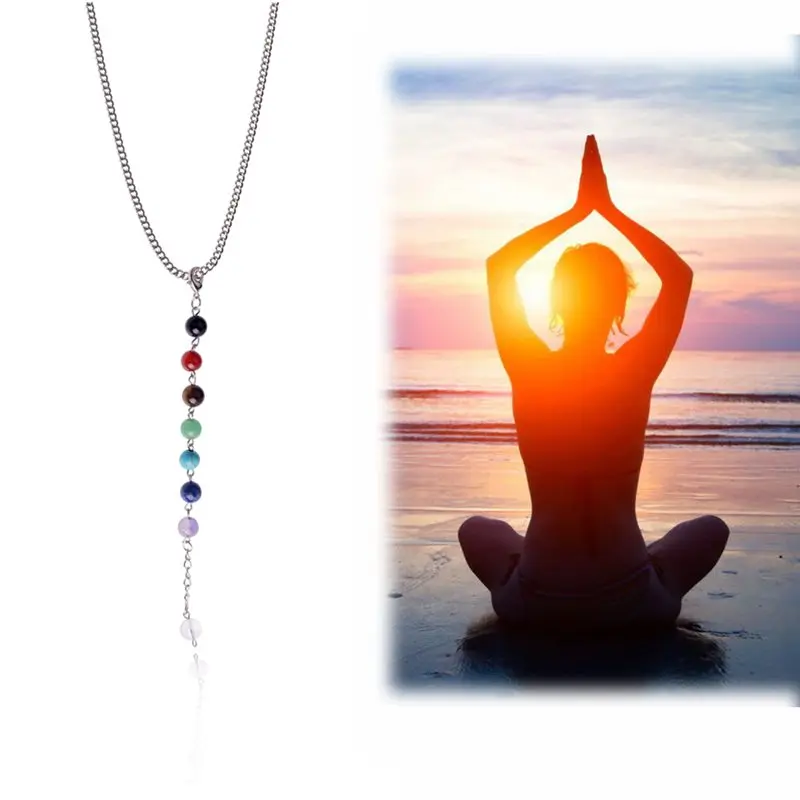Женское Ожерелье рейки SEVENSTONE Charm 7 Chakra Healing Crystal ожерелье с глубоким v образным