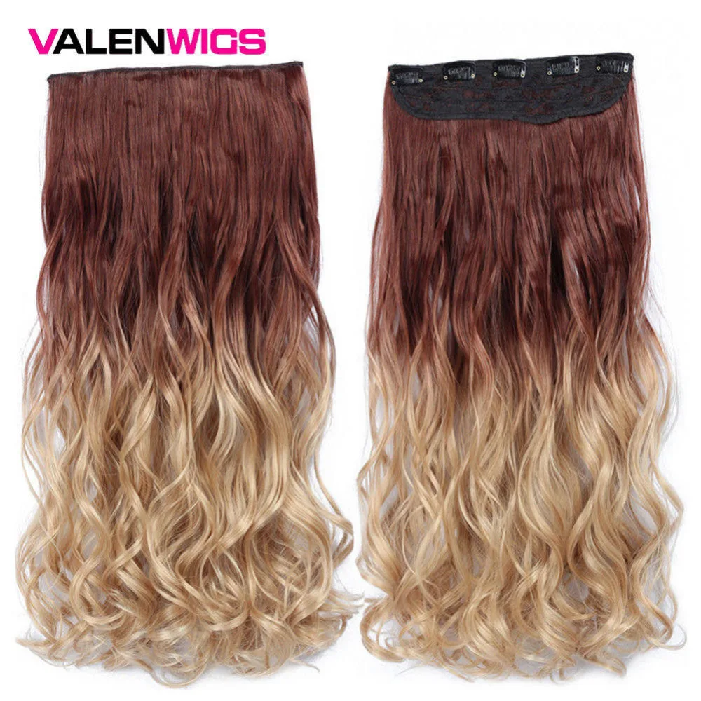 Valen Wigs Synthetic Hair Pieces Clip In One Piece Clip False Omber Hair Body Wavy Style 22\ Valen Wigs Synthetic Hair Pieces Clip In One Piece Clip False Omber Hair Body Wavy Style 22\