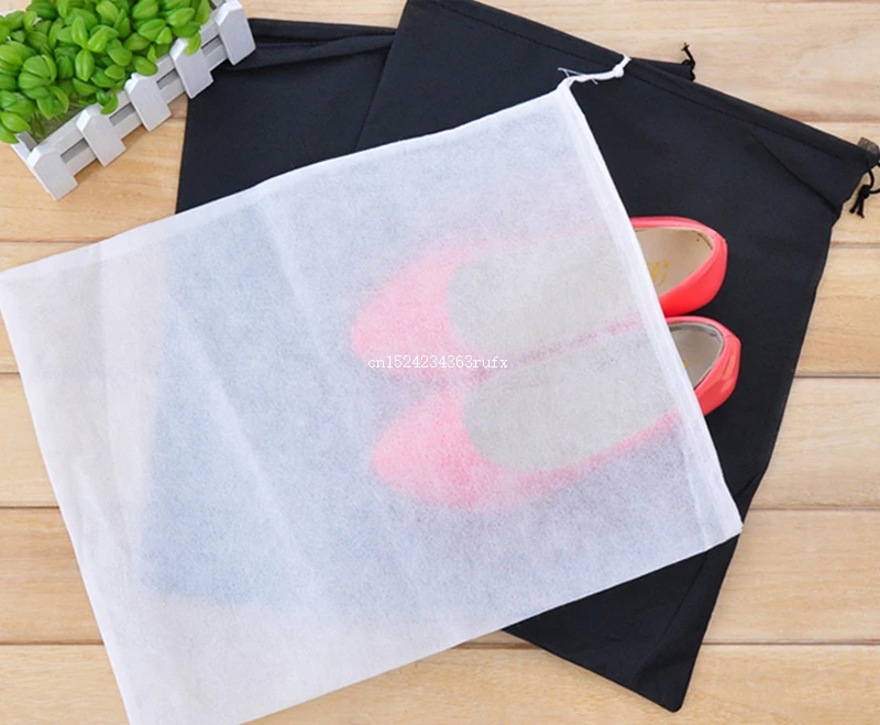 1000 pcs 방진 토트 먼지 봉투 케이스 부직포 drawstring 블랙 화이트 파우치 여행용 수납 신발 무료 배송