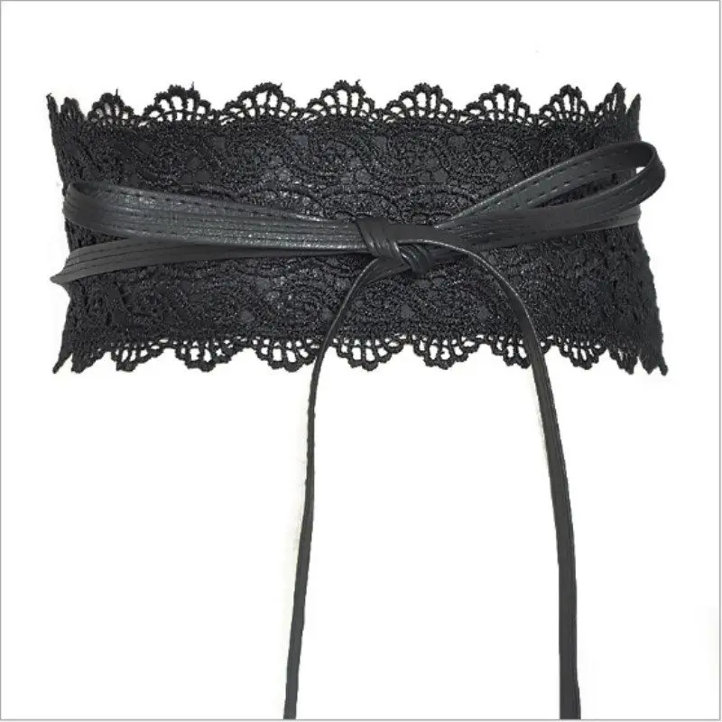 Модные женские широкий эластичный корсет пояса Пояс для платья стрейч обёрточная Пряжка Cinch - Цвет: Черный