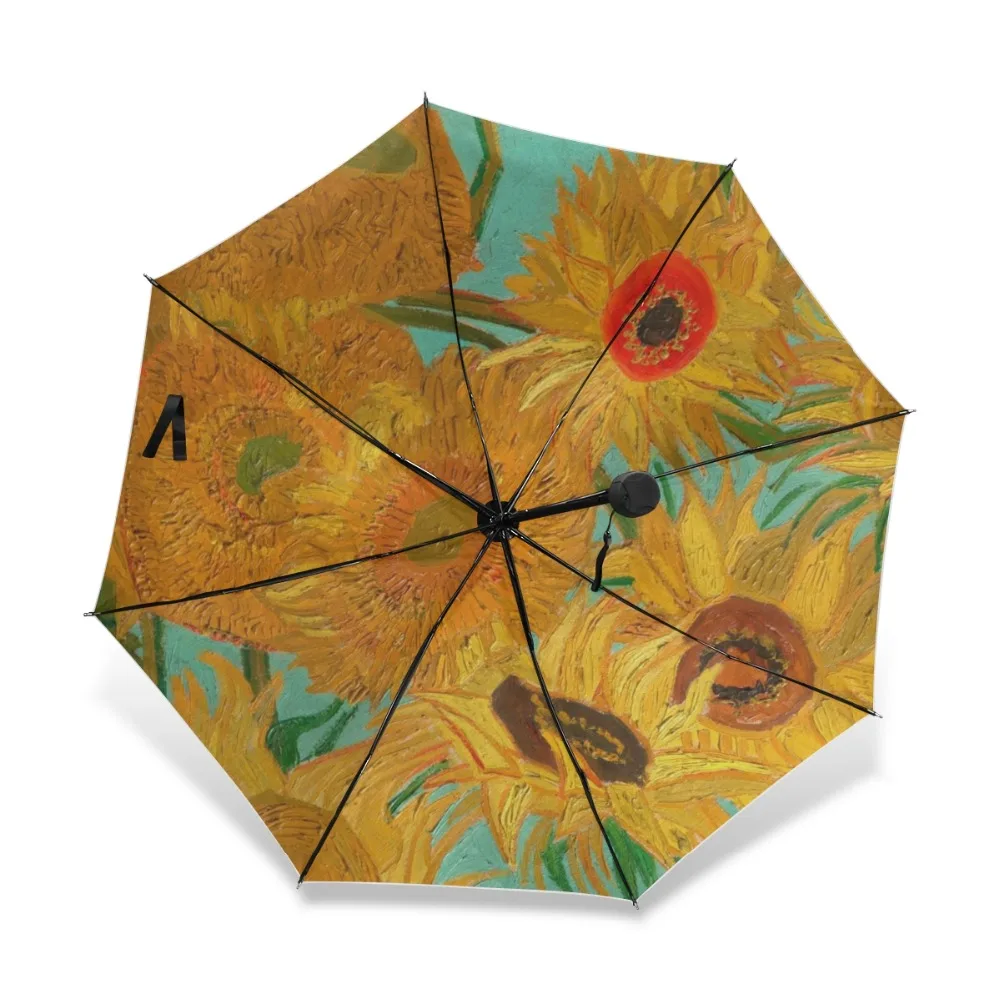 Женский зонт с подсолнухами Ван Гога раскрашенный маслом защита от солнца и