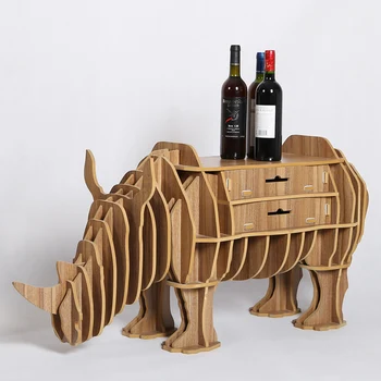 

1 set 8 color IWood DIY MDF Rhinoceros Drawer Locker Table Desk House Living Room Study Decoration TM004M