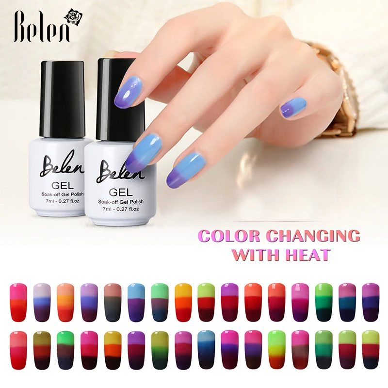 

Belen 10pcs Temperature Change Color UV Gel Long Lasting Manicure Soak-off lacquer Nail Glue Nail Polish Finger Art Set Base Top