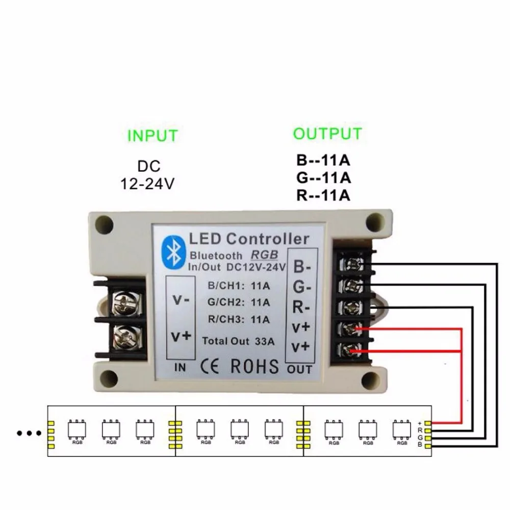 RGBW/RGB светодиодный Bluetooth контроллер для RGBW/RGB светодиодный освещение на Android/IOS Смартфон DC12V 24 В