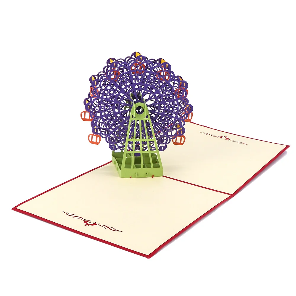  1pc Ferris Wheel Happy Birthday Wedding Christmas Gift Greeting Card 3D Invitation Card for Friends - 32927602863
