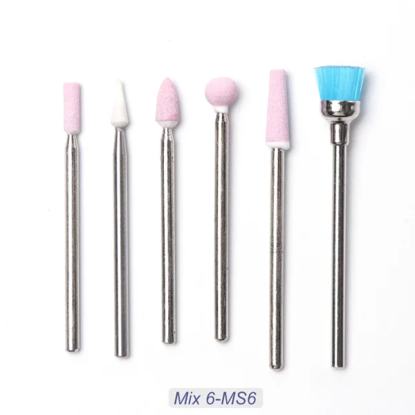 Алмазные Керамические сверла для ногтей, Электрический Маникюрный станок, фреза, полировочные буферные пилки для ногтей, аксессуары для педикюра LEJG/MS - Цвет: Mix 6-MS6