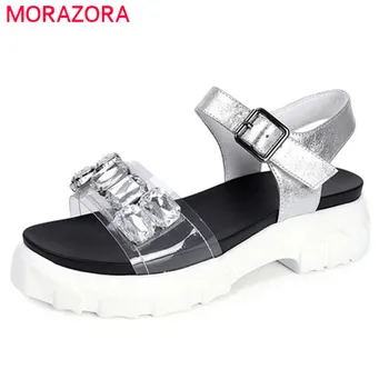 

MORAZORA 2020 new arrival women sandals flat thick bottom shoes female crystal buckle summer shoes fashion casual shoes ladies
