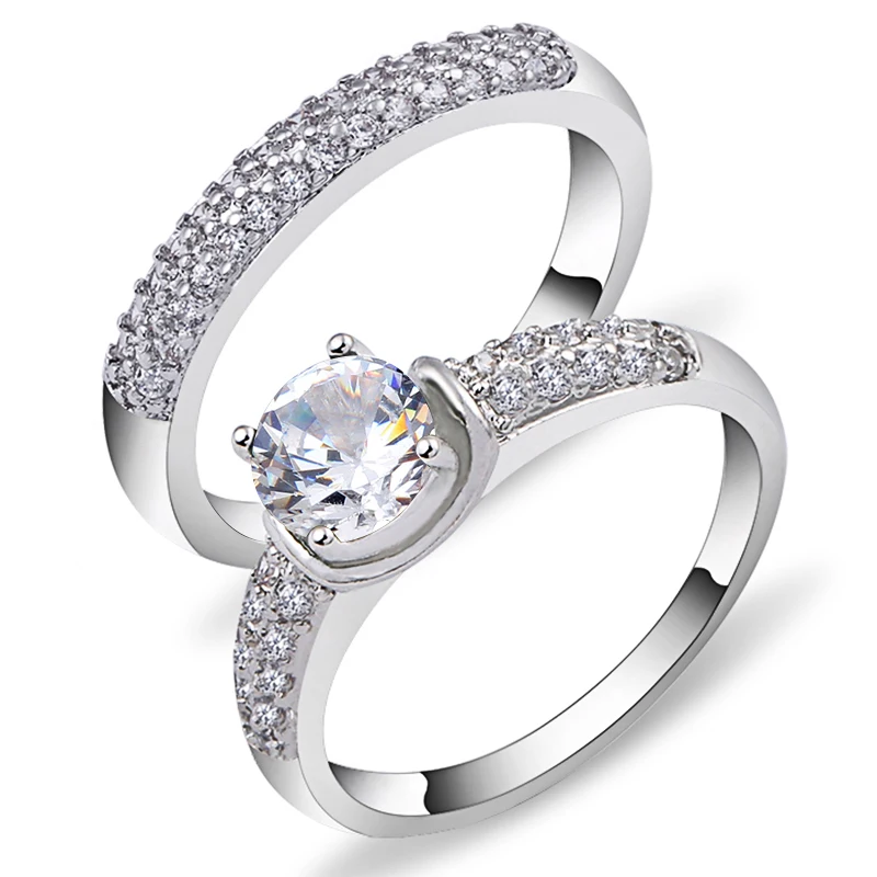 Jewelry Promise Engagement Double Rings For Couples Men Women Silver