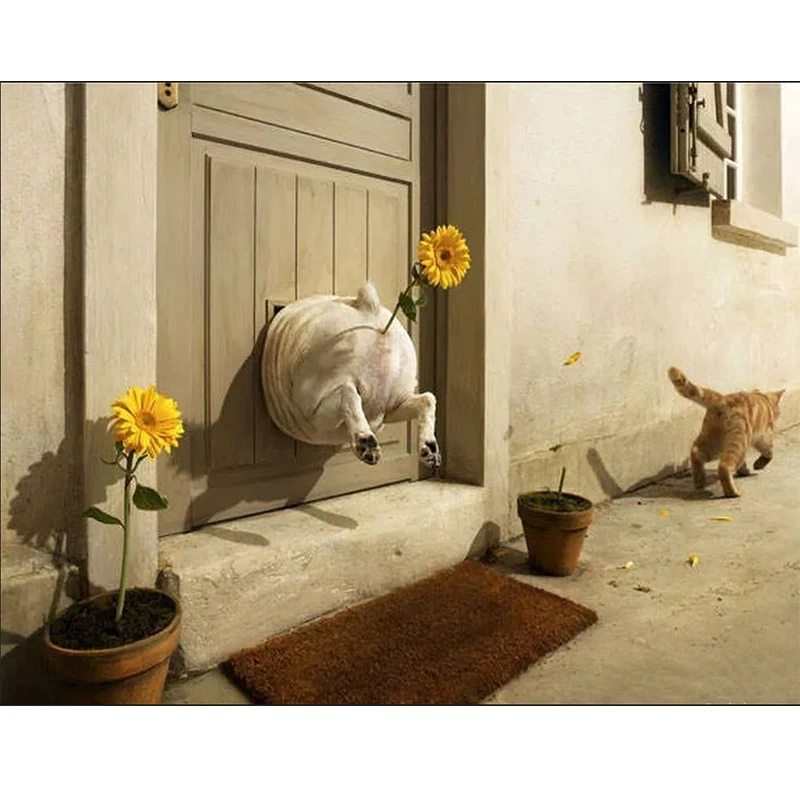 

Full Square 3d Diamond Painting Funny Animal Diamond Embroidery Dog and Cat Diamond Mosaic Cross Stitch Patterns Unframed ZX1999