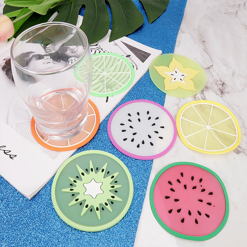 

Hot Coaster Fruit Shape Silicone Cup Pad Slip Insulation Pad Cup Mat Pad Hot Drink Holder Coaster Heat Resistant Cup Mug Mat