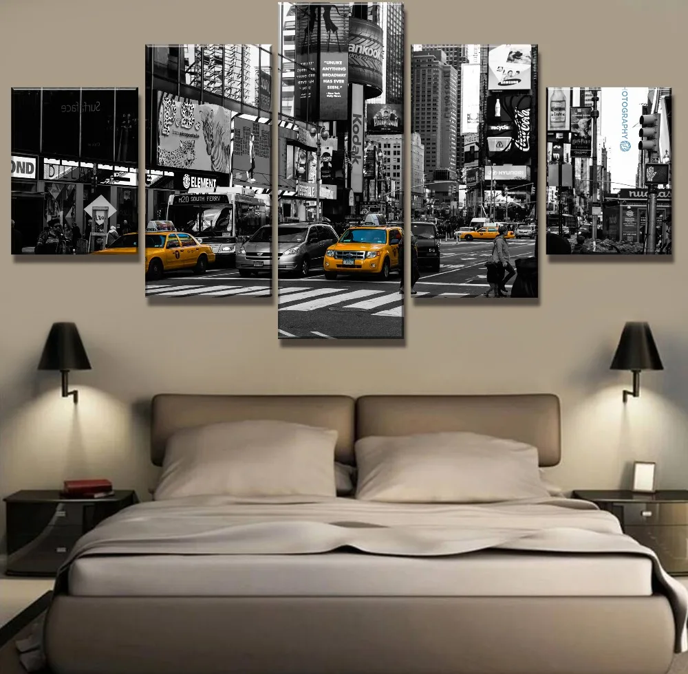 

5 Panel HD Print New York City Modern Decorative Paintings on Canvas Wall Art for Home Decorations Wall Decor(Framed)